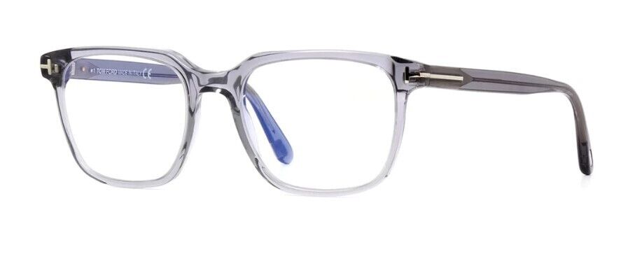 Tom Ford FT5818-B 020 Shiny Transparent Grey /Blue Block Square Men's Eyeglasses