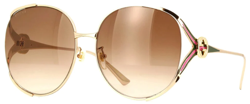Gucci GG0225S 007 Gold/Brown Gradient Oversized Square Women's Sunglasses