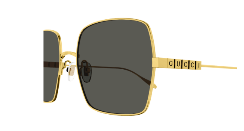 Gucci GG1434S 001 Gold/Grey Oversized Square Women's Sunglasses