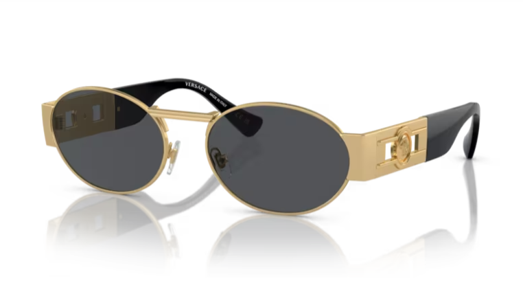 Versace VE2264 100287 Dark Grey/ Matte Gold Oval Men's Sunglasses