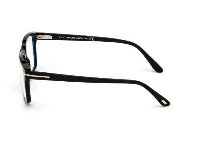 Tom Ford FT5682B 001 Shiny Black Blue Block/Blue Square Eyeglasses With Clip-On