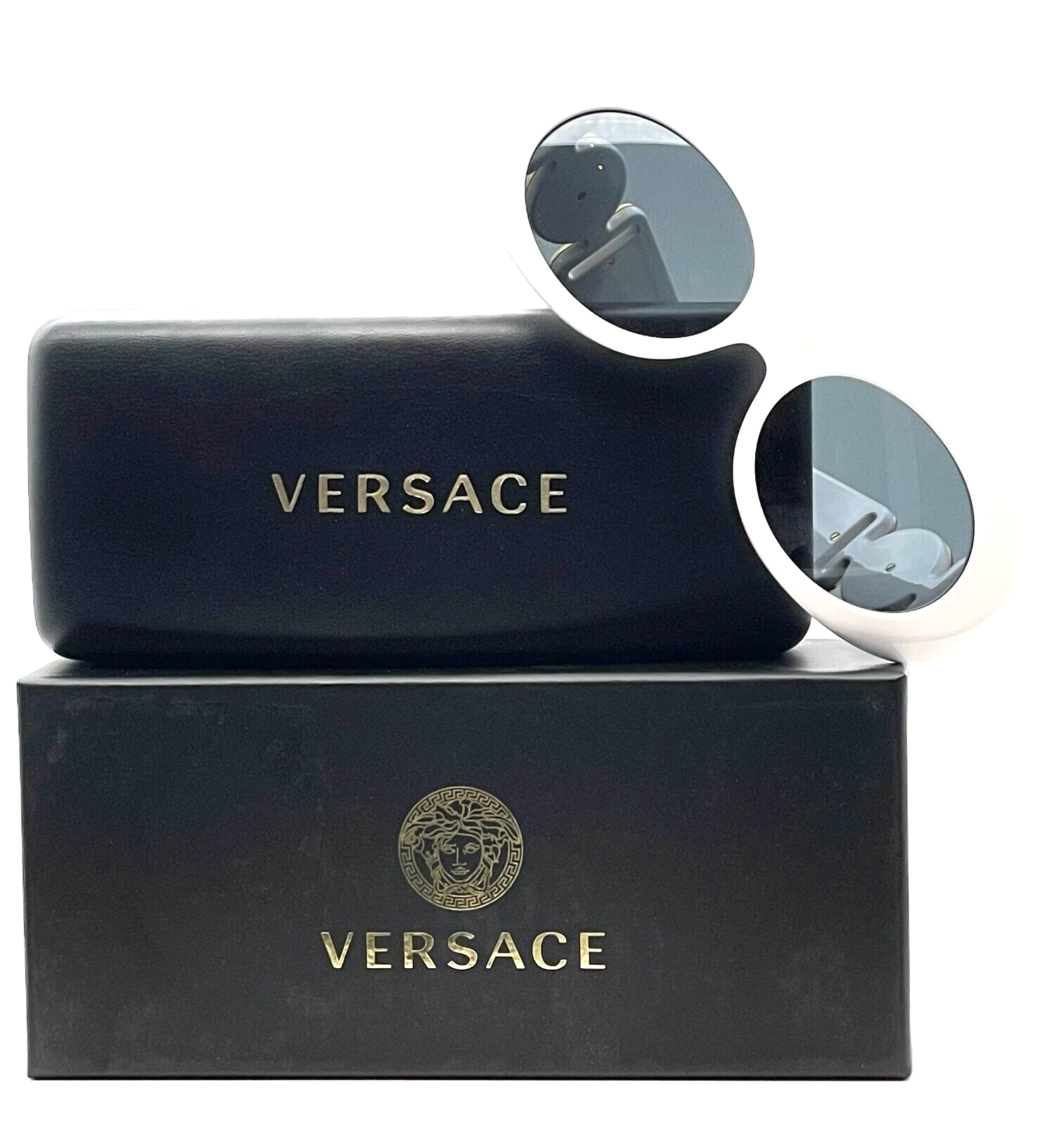 Versace VE4426BU 314/87 White-Gold/Dark Gray Oval Women's Sunglasses