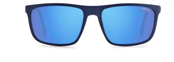 Carrera 8047/S OPJP/XT Blue/Gray/Blue Mirrored Rectangle Men's Sunglasses