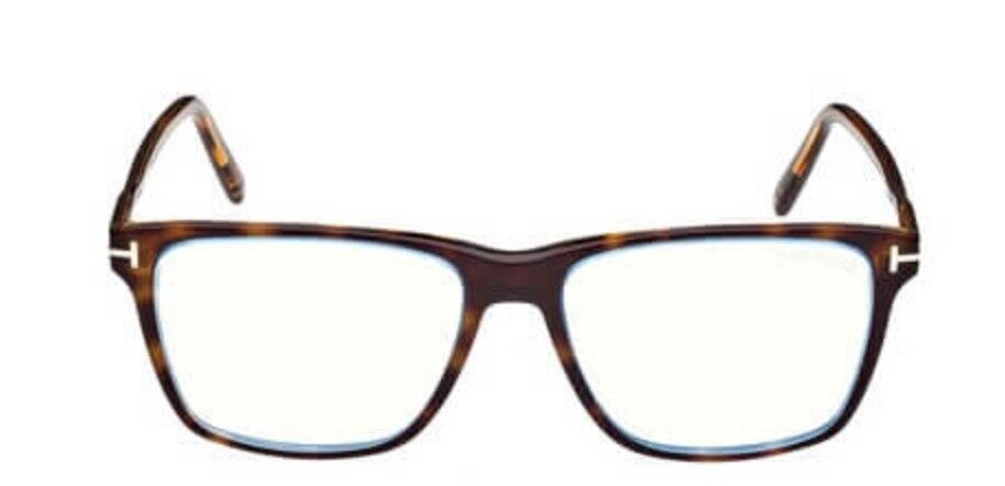 Tom Ford FT5817-B 055 Classic Havana /Blue Block Square Men's Eyeglasses