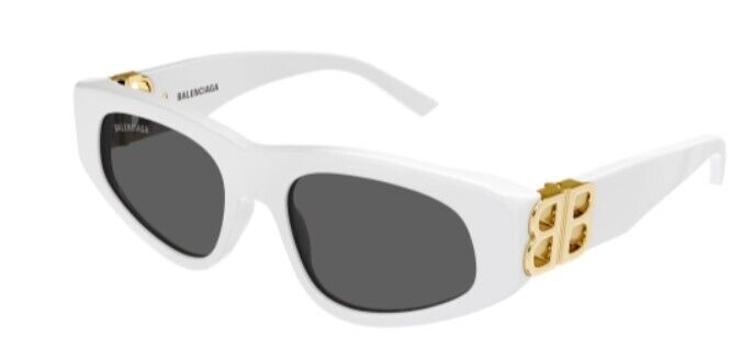 Balenciaga BB 0095S-012 White/Grey Oval Women's Sunglasses