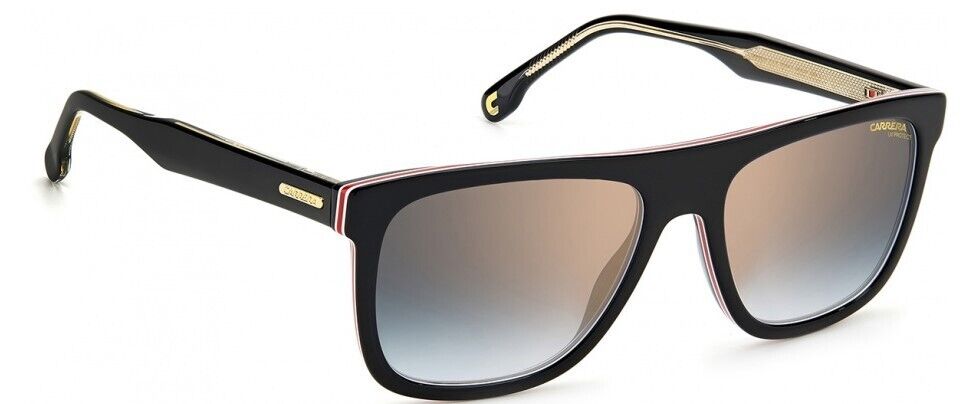Carrera 267/S 0M4P/1V Black/Blue Shaded Gold Mirror Rectangle Men's Sunglasses