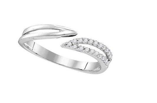 Sterling Silver Diamond Bissected Womens Band Ring 1/6 Cttw