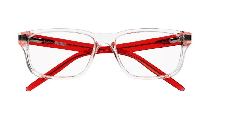 Puma PJ0046O 007 Transparent-Red Rectangular Full-Rim Junior Eyeglasses