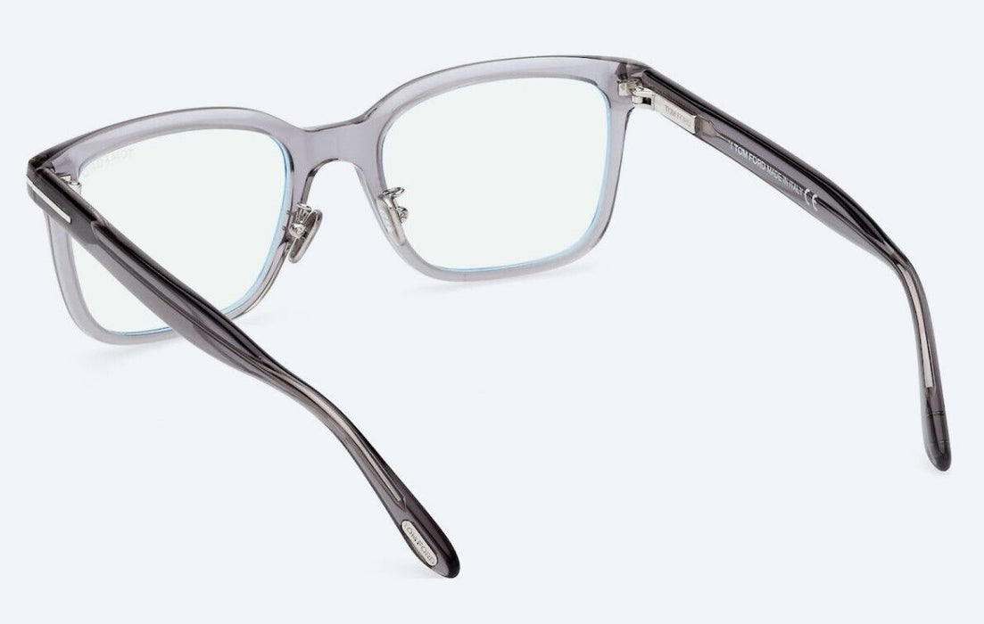 Tom Ford FT5853-D-B 020 Shiny Grey/Blue Block Square Men's Eyeglasses