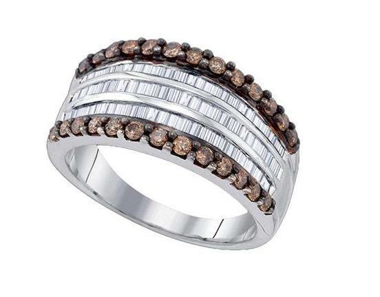 Sterling Silver Brown Diamond Womens Fashion Ring 1 Cttw