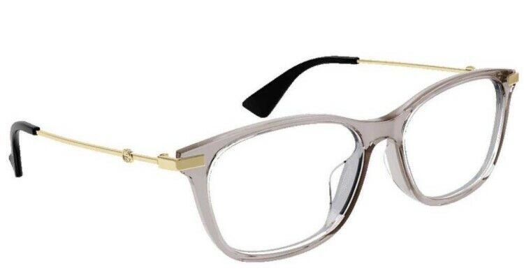 Gucci GG 1061OA-002 Transparent Gray/Gold Metal Rectangle Unisex Eyeglasses