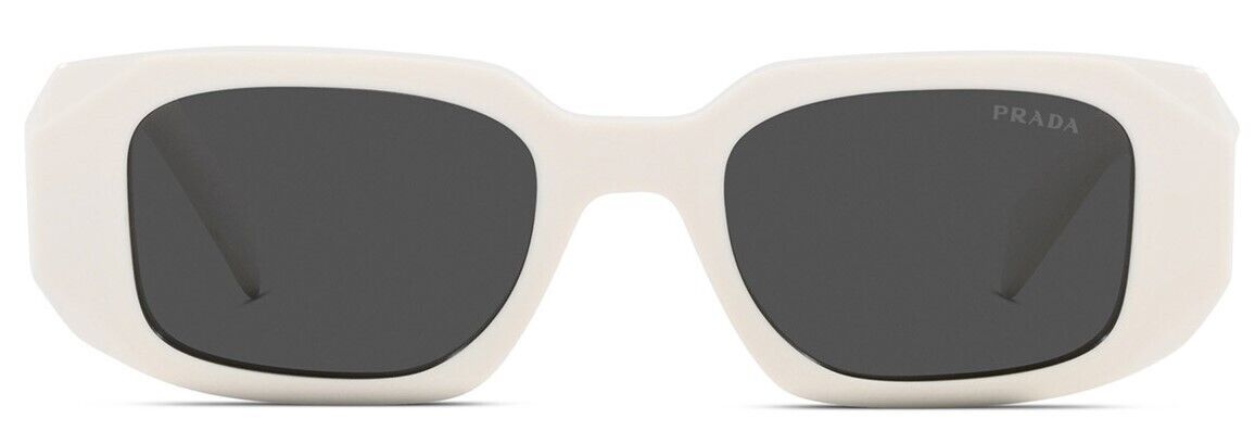 Prada 0PR17W 1425S0 Ivory/Dark Grey Rectangular Women's Sunglasses