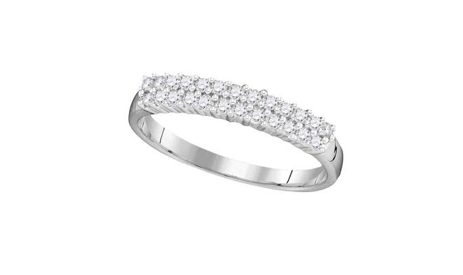 10kt White Gold Diamond Womens Double Row Band Ring 1/3 Cttw