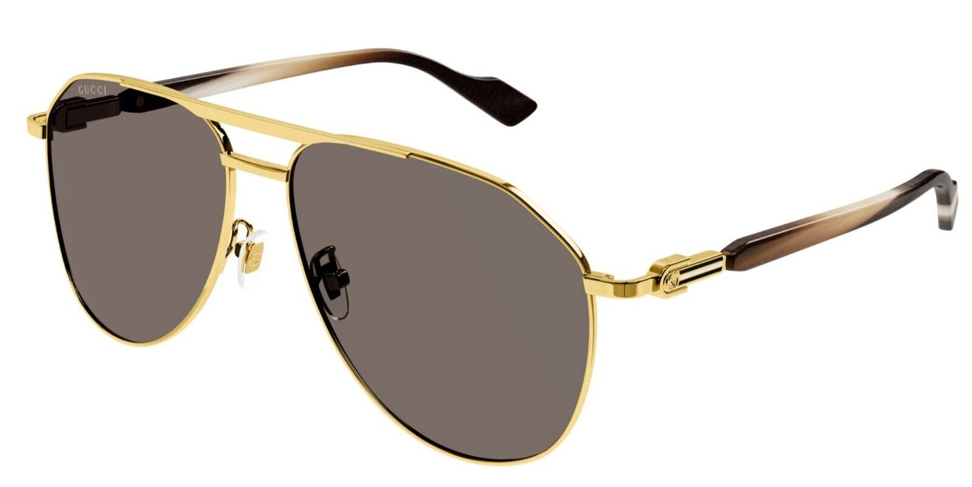 Gucci GG1220S 002 Gold/Brown Oversize Teardrop Men's Sunglasses