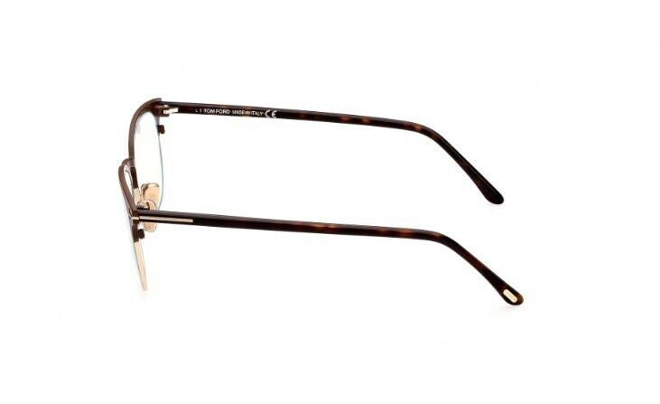 Tom Ford FT5799B 049 Matte Dark Brown Classic Havana Blue Block Men's Eyeglasses