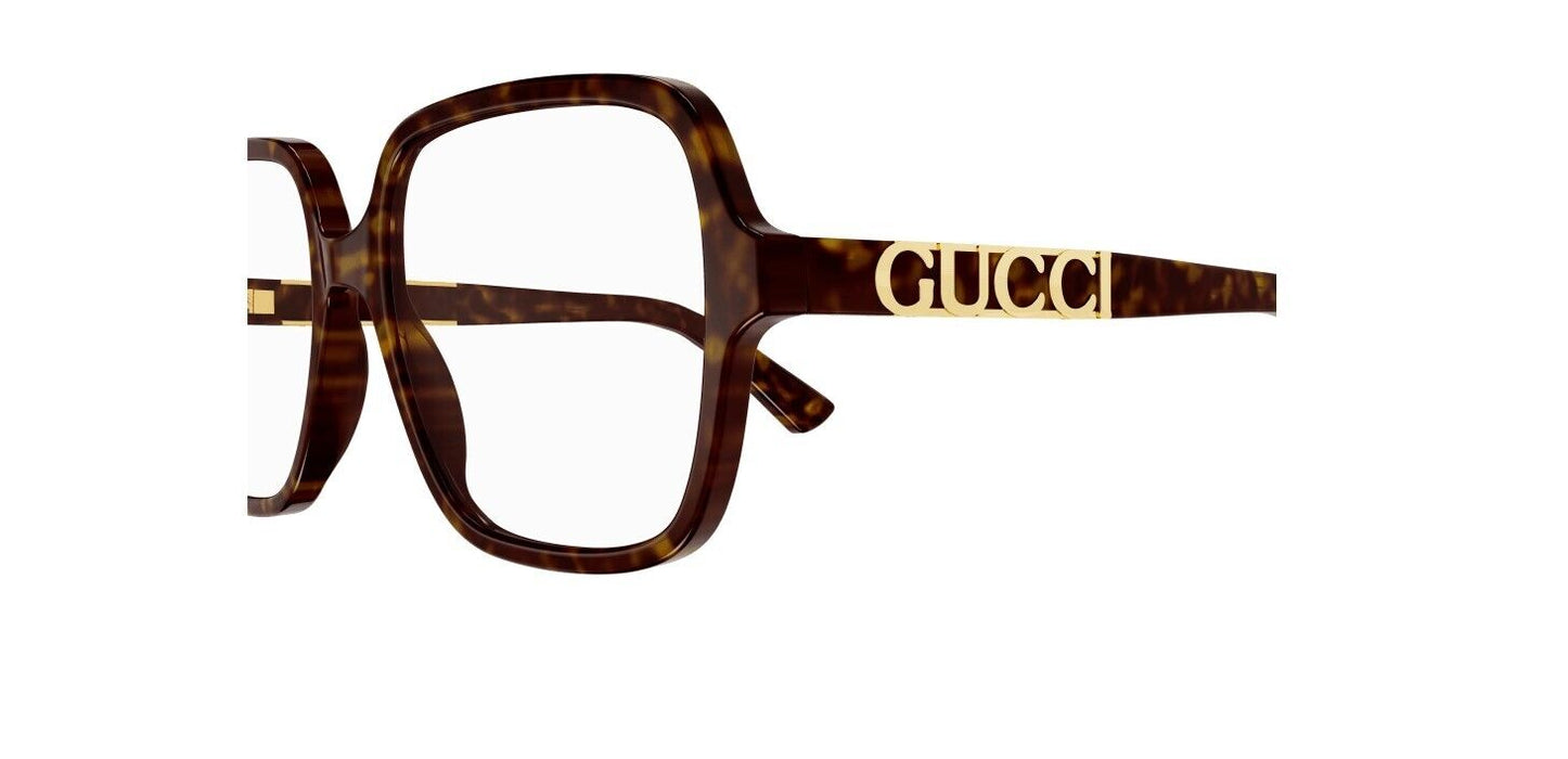 Gucci GG1193O 002 Havana with Gucci Bold Logo Soft Square Women's Eyeglasses