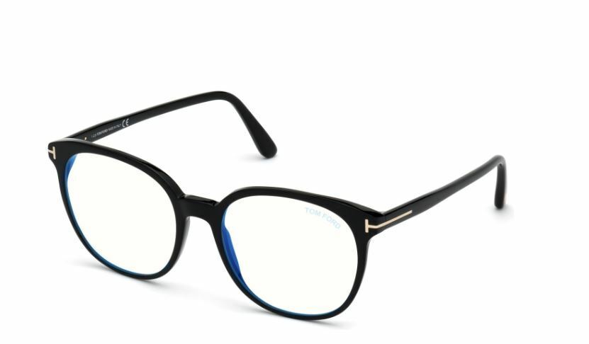 Tom Ford FT 5671-F-B 001 Shiny Black//Blue Block Women Eyeglasses
