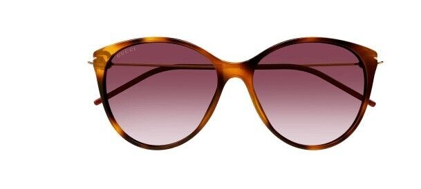 Gucci GG 1268S 002 Havana-Gold/Red Cat Eye Women's Sunglasses