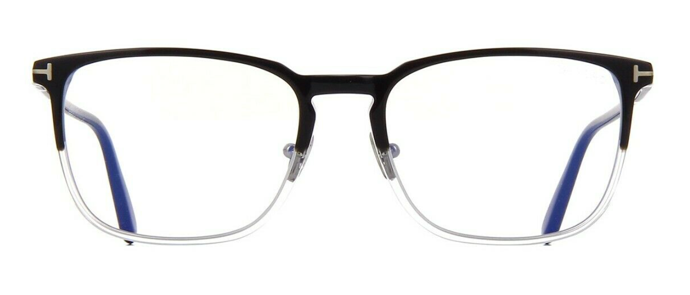 Tom Ford FT 5699-B 005 Shiny Black With Crystal/Blue Block Eyeglasses