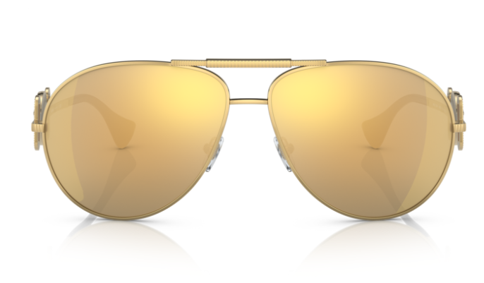 Versace 0VE2249 10027P Gold/Brown mirror gold Oval Men's Sunglasses.
