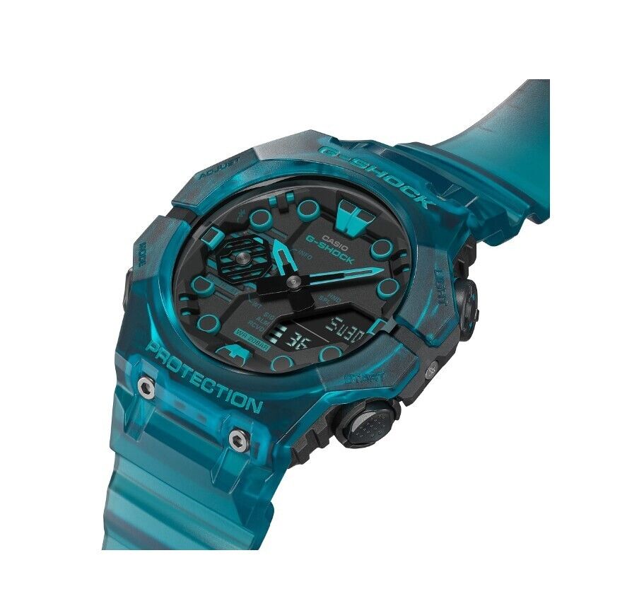Casio G-Shock Analog-Digital Transparent Turquoise Blue-Black Watch GAB001G-2A