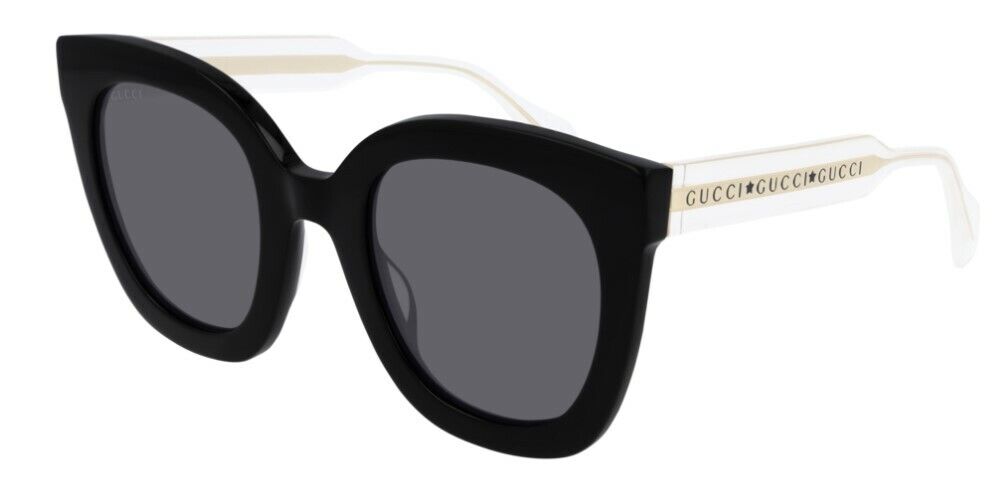 Gucci GG 0564SN 001 Black/Gray Transparent Crystal Cat-Eye Unisex Sunglasses
