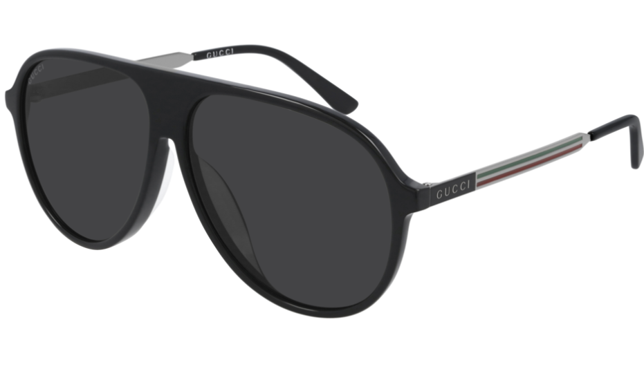 Gucci GG 0829SA 001 Black Ruthenium/Grey Pilot Men's Sunglasses