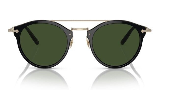 Oliver Peoples 0OV5349S Remick 100571 Black-Gold/Green Round Unisex Sunglasses