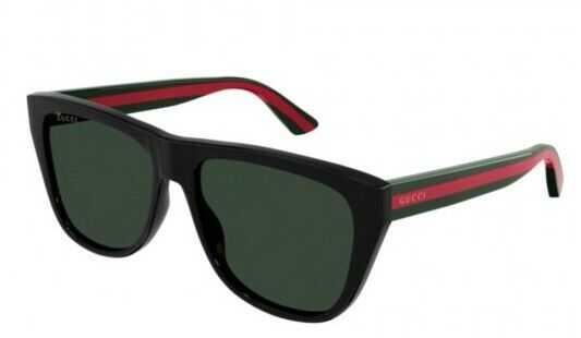 Gucci GG 0926S-006 Black/Green Flat Top Unisex Sunglasses