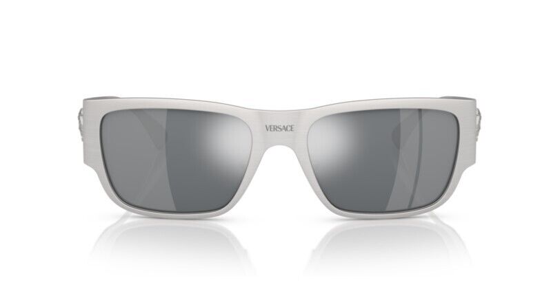 Versace 0VE2262 12666G - Silver / Light Grey Mirror Square Men's Sunglasses