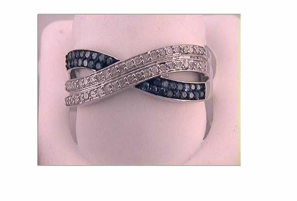 Sterling Silver Blue Diamond Womens Band Ring 3/8 Ctw