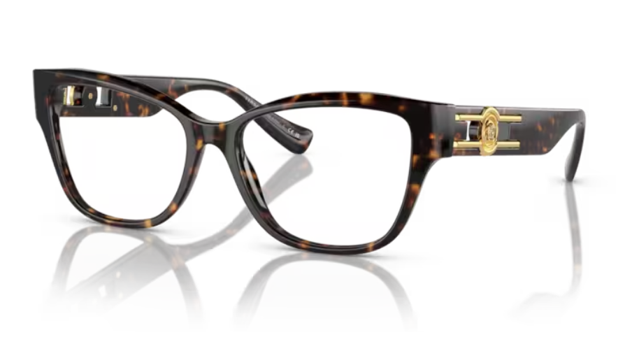 Versace 0VE3347 108 Havana 52mm Square Women's Eyeglasses