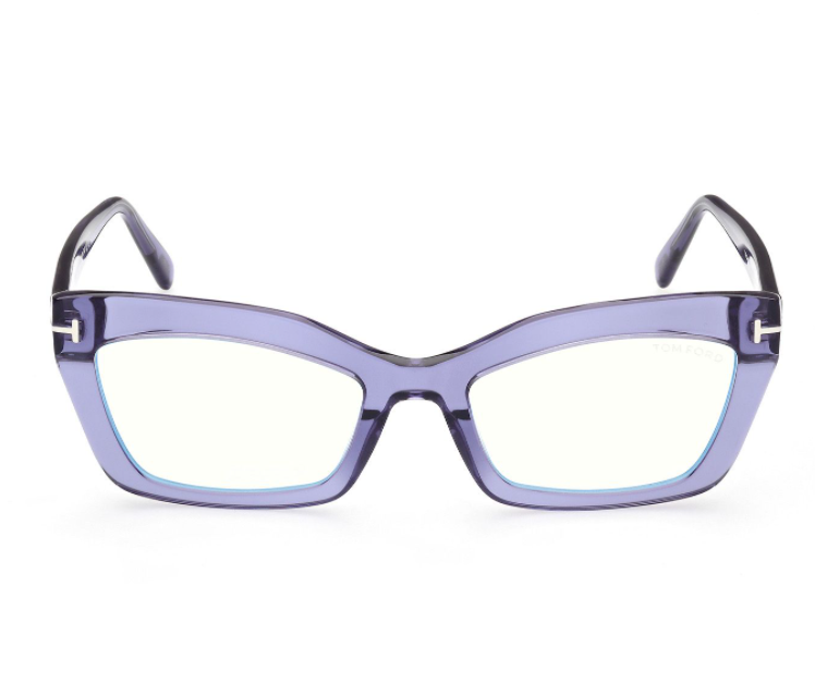 Tom Ford FT 5766-B 078 Shiny Transparent Liliac Blue Light Blocking Eyeglasses