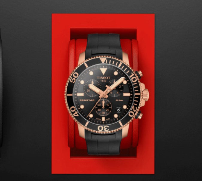 Tissot Seastar 1000 Chronograph Black Dial Black Strap Men's Watch T1204173705100