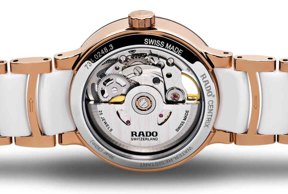 Rado Centrix Automatic Diamonds Open Heart White Dial Stainless Steel Case 33mm Women's Watch R30248902
