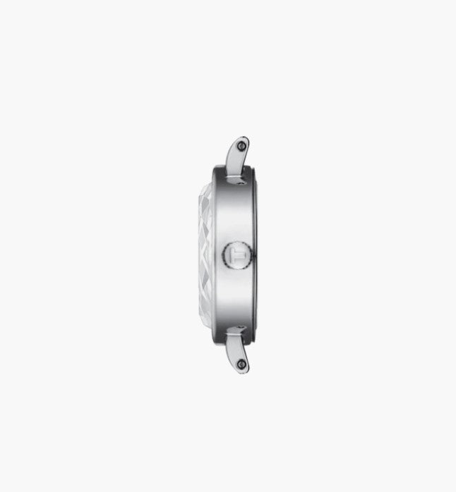 Tissot Lovely Round Quartz Stainless Steel Case White mother-of-pearl Dial Grey Strap bracelet Women's Watch T1400091111100
