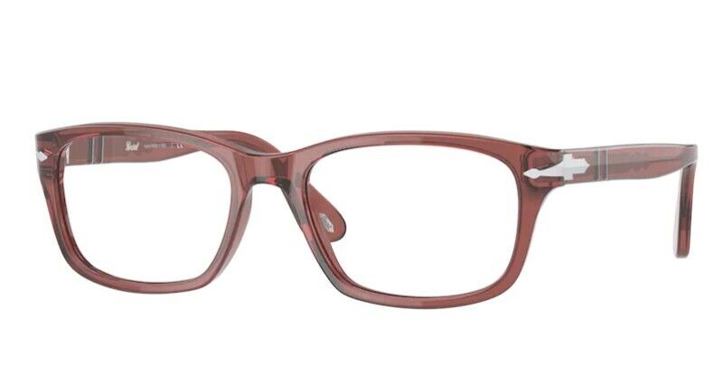 Persol 0PO3012V 1104 Red Burnt Transparent/ Silver Square Men's Eyeglasses
