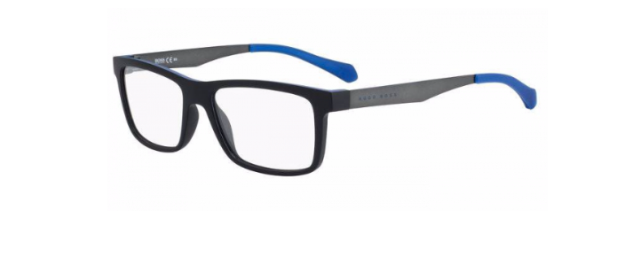 BOSS 0870 00N2 Matte Black Blue Rectangle Men's Eyeglasses