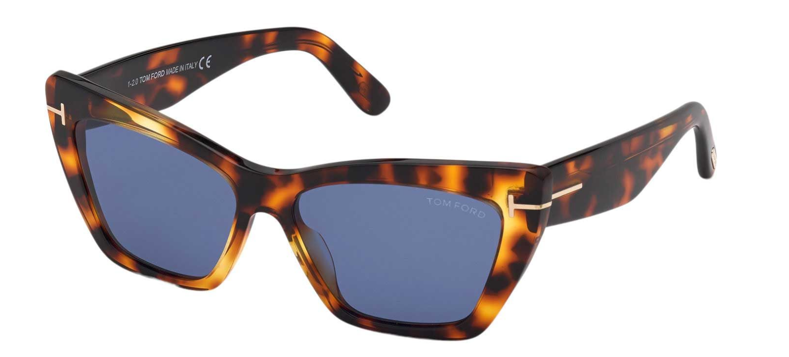 Tom Ford FT 0871 Wyatt 55V Shiny Vintage Havana/Blue Women's Sunglasses