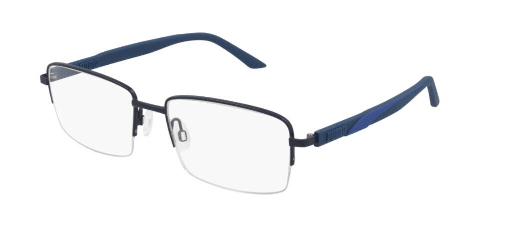 Puma PU0332O 003 Blue-Blue Rectangular Semi-Rim Metal Unisex  Eyeglasses