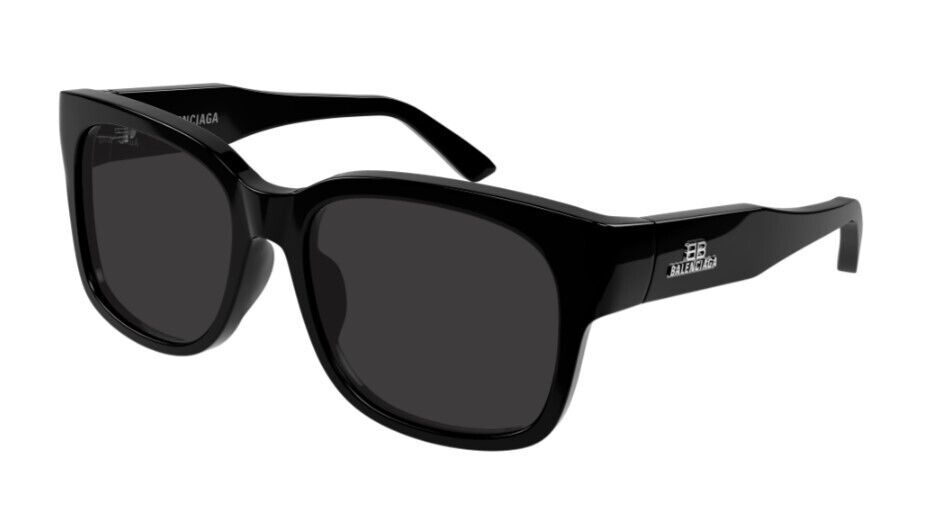 Balenciaga BB0212S 001 Black/Gray Square Full-Rim Unisex Sunglasses