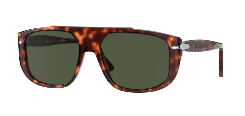 Persol 0PO 3261S 24/31 Havana/Green Rectangle Unisex Sunglasses