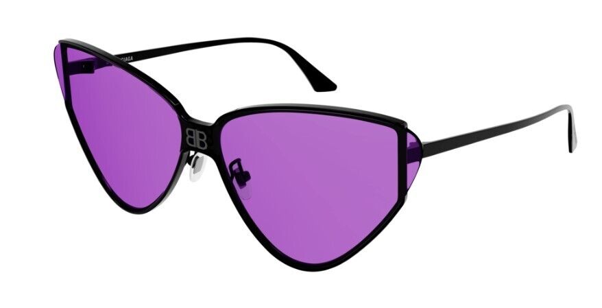 Balenciaga BB0191S 003 Black/Violet  Double Mirrored Cat-Eye Women's Sunglasses