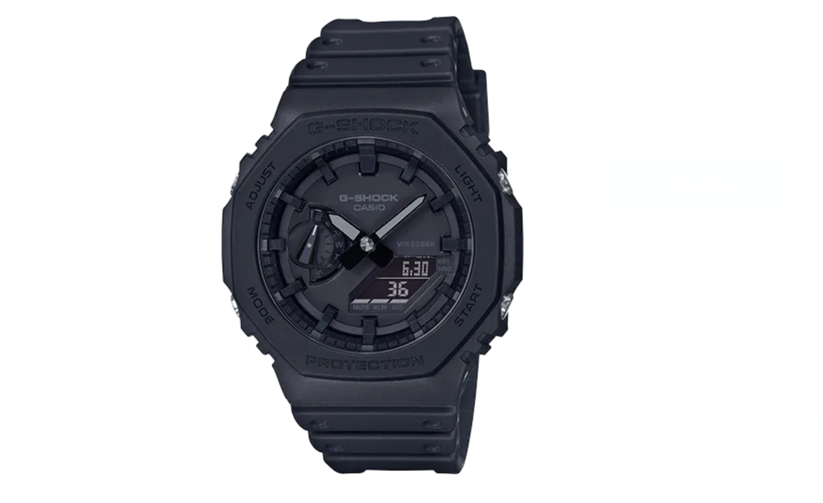 G-Shock Men's 2100 Series Black Dial Resin Strap Men's Watch GA2100P-1A