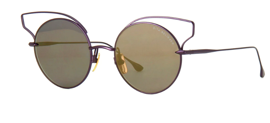 Dita BELIEVER 23008 C Purple/Grey-Gold Mirrored Round Women's Sunglasses.