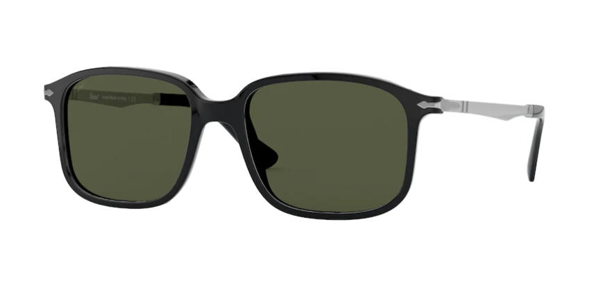Persol 0PO 3246S 95/31 Black/Green Rectangle Men's Sunglasses