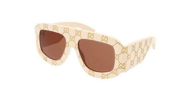 Gucci GG 0983S 001 Ivory/Orange Soft Square Oversize Men's Sunglasses
