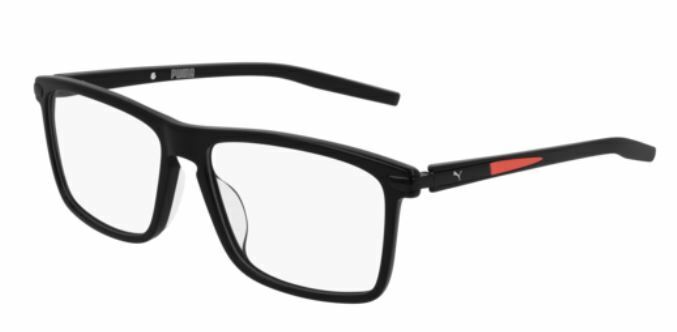 Puma PU 0257O 001 Black Red Rectangle Men's Eyeglasses