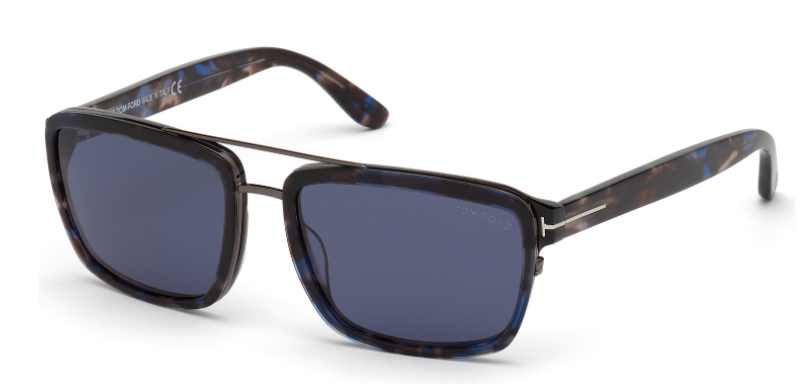 Tom Ford FT 0780 Anders 55V Blue Havana/Blue Square Men Sunglasses