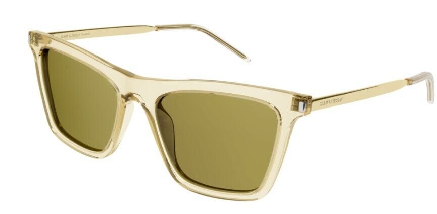 Saint Laurent SL511 006 Transparent Yellow Green Square Women's Sunglasses
